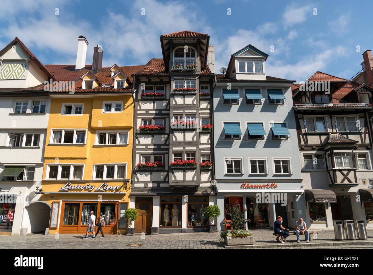La zona pedonale nel centro storico di Lindau, Baviera, Germania Foto Stock