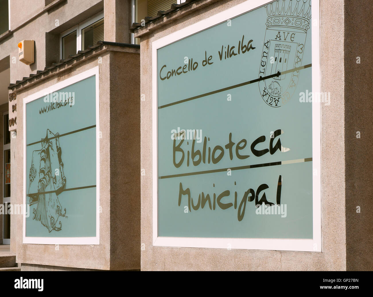Biblioteca comunale, vilalba, provincia di Lugo, regione della Galizia, Spagna, Europa Foto Stock