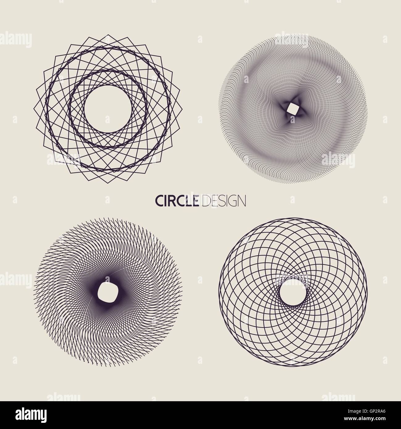 Set di mandala moderno con geometria sacra elementi e forme, concetto simboli per astratta design minimalista. EPS vettore10 Illustrazione Vettoriale
