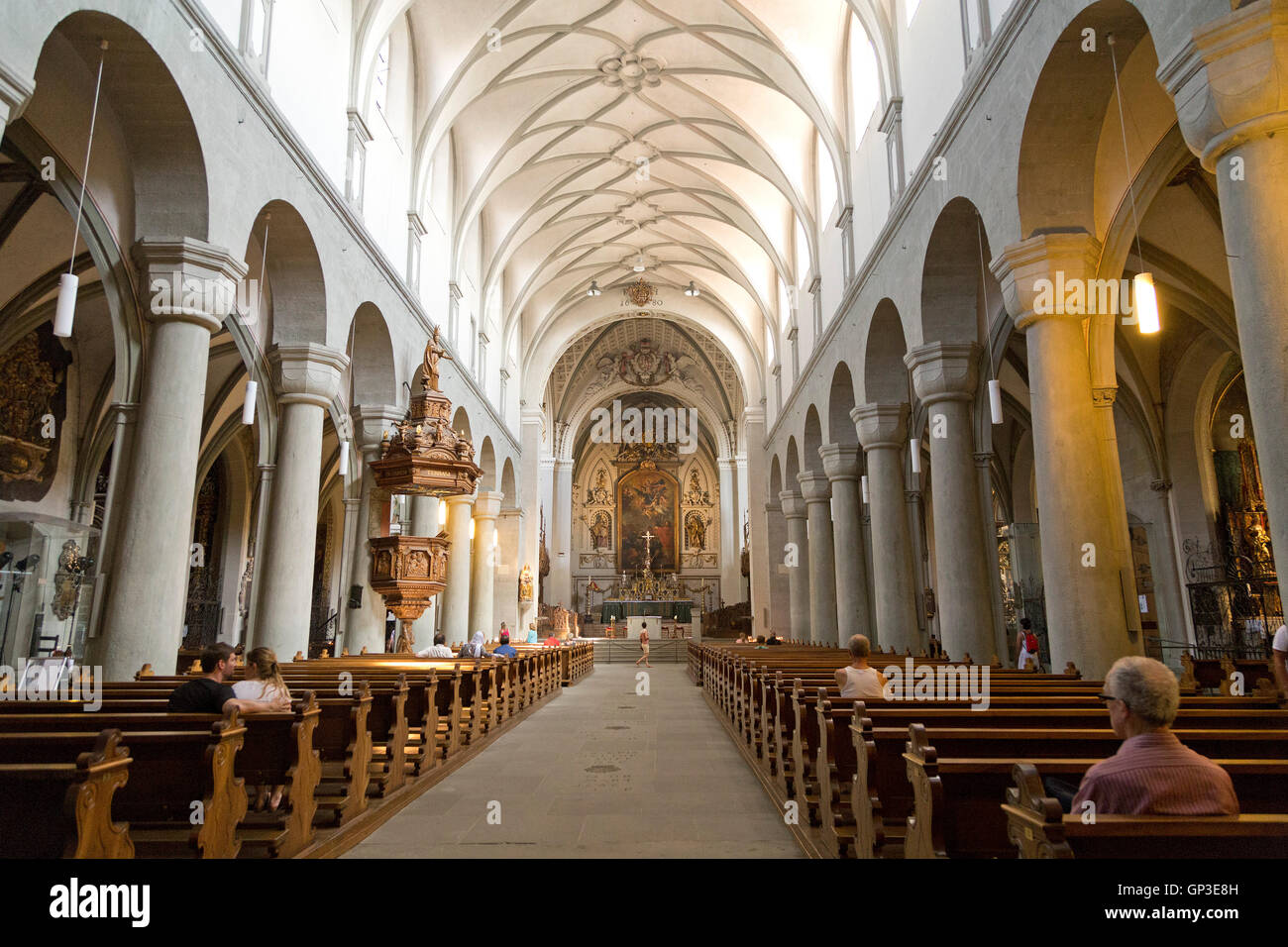 All'interno del Minster, di Costanza e il Lago di Costanza, Baden-Wuerttemberg, Germania Foto Stock
