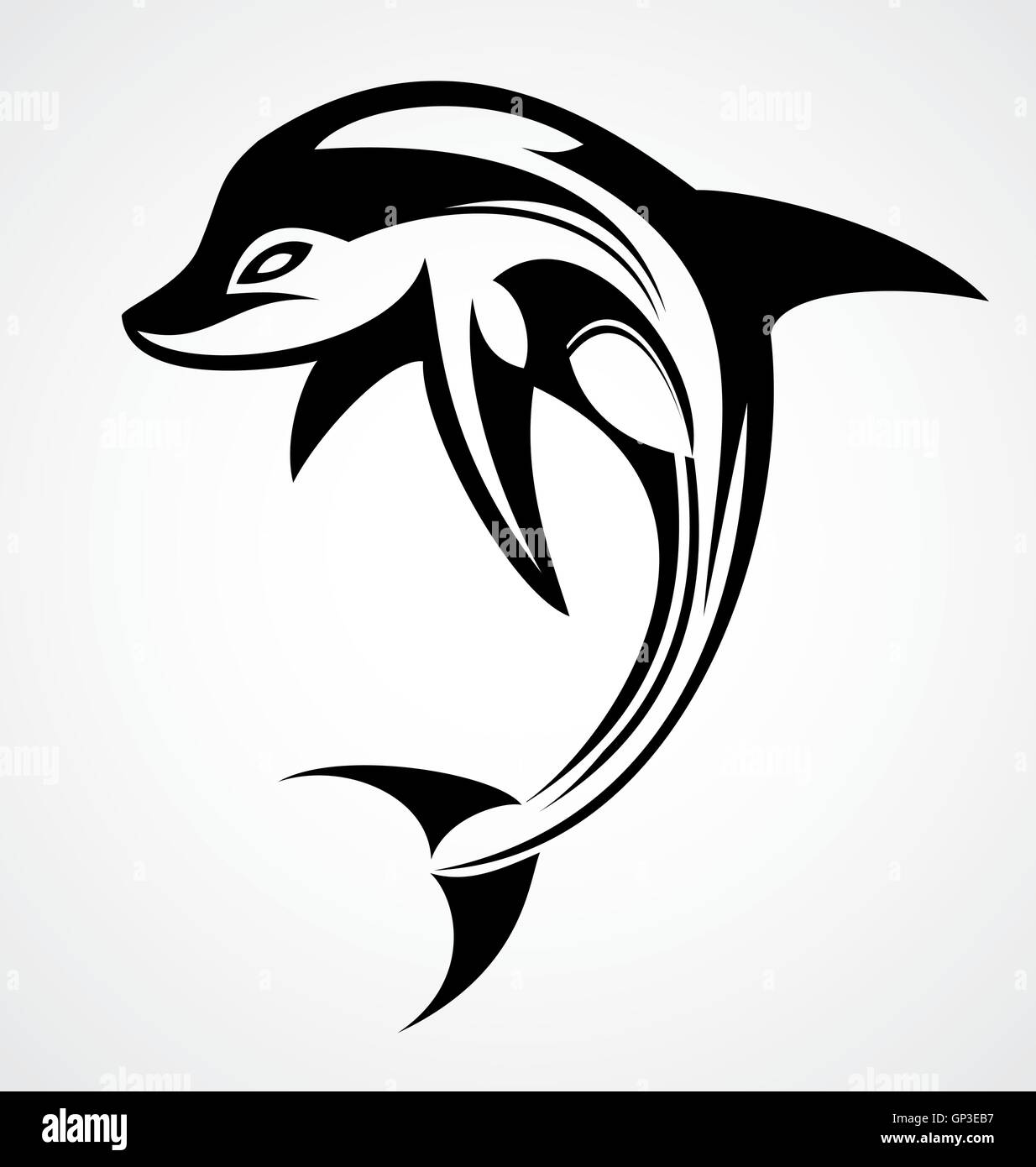 Dolphin Tattoo Design Illustrazione Vettoriale