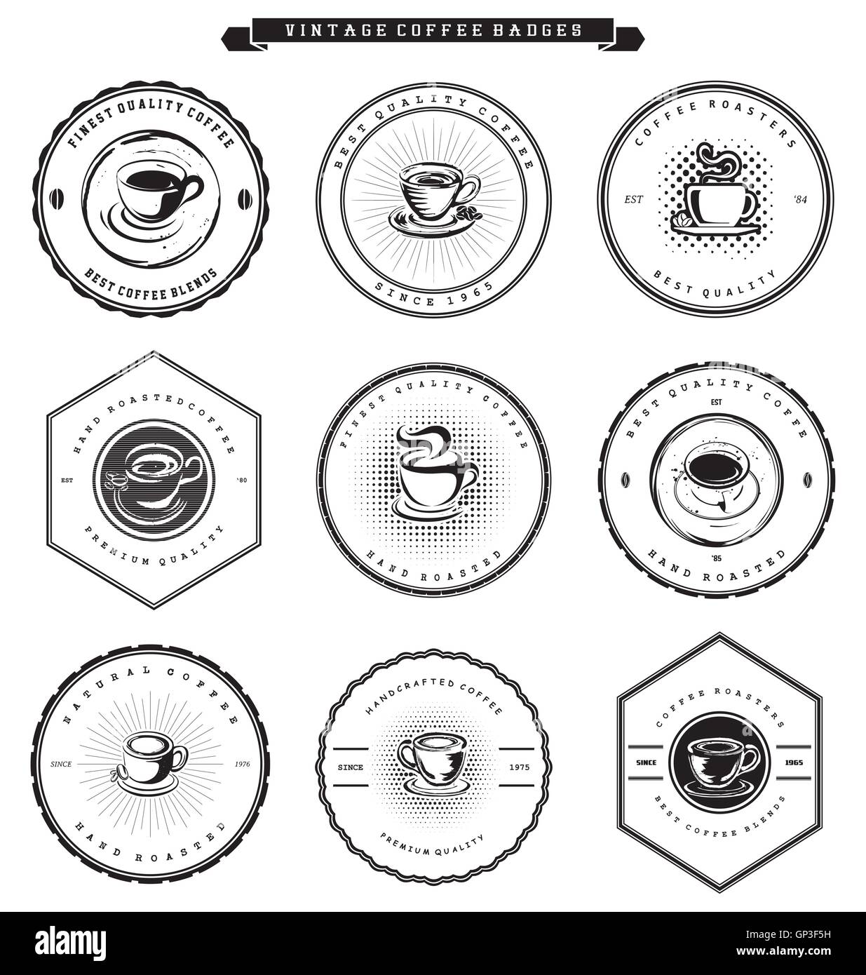 Vintage badge di caffè Illustrazione Vettoriale