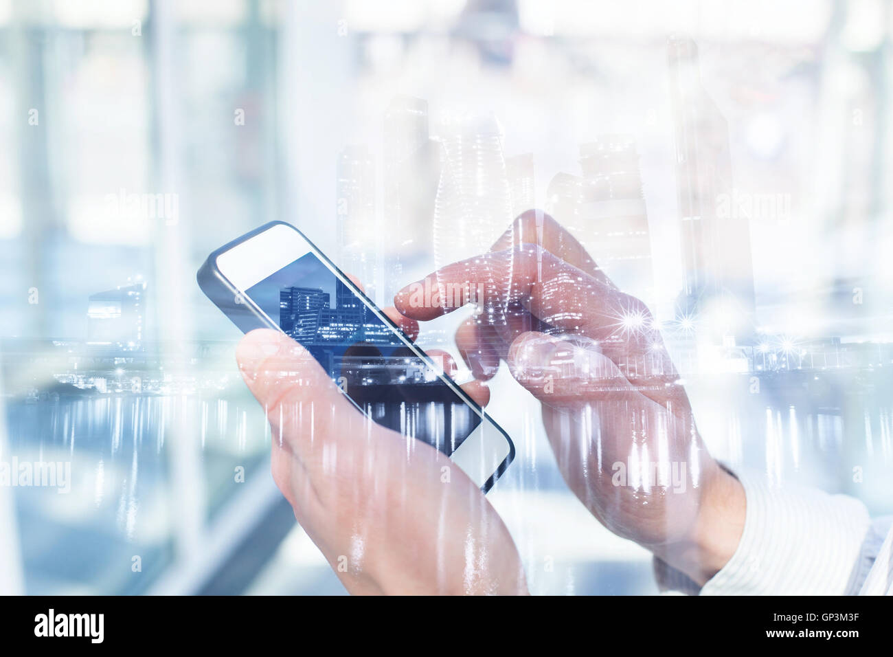Doppia esposizione della tecnologia mobile Foto Stock