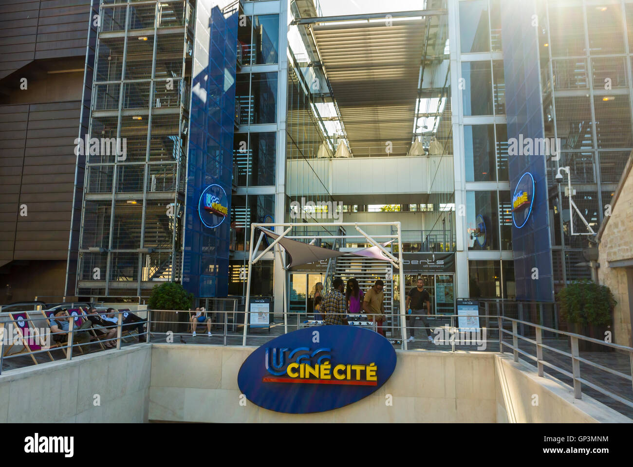Parigi, Francia, esterno, "Ciné Cité", cartello, cinema francese multisala, quartiere, Bercy, edificio Foto Stock