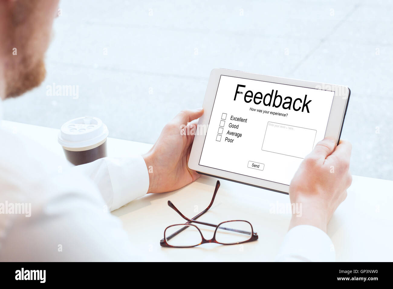 Feedback, iscritto review online Foto Stock