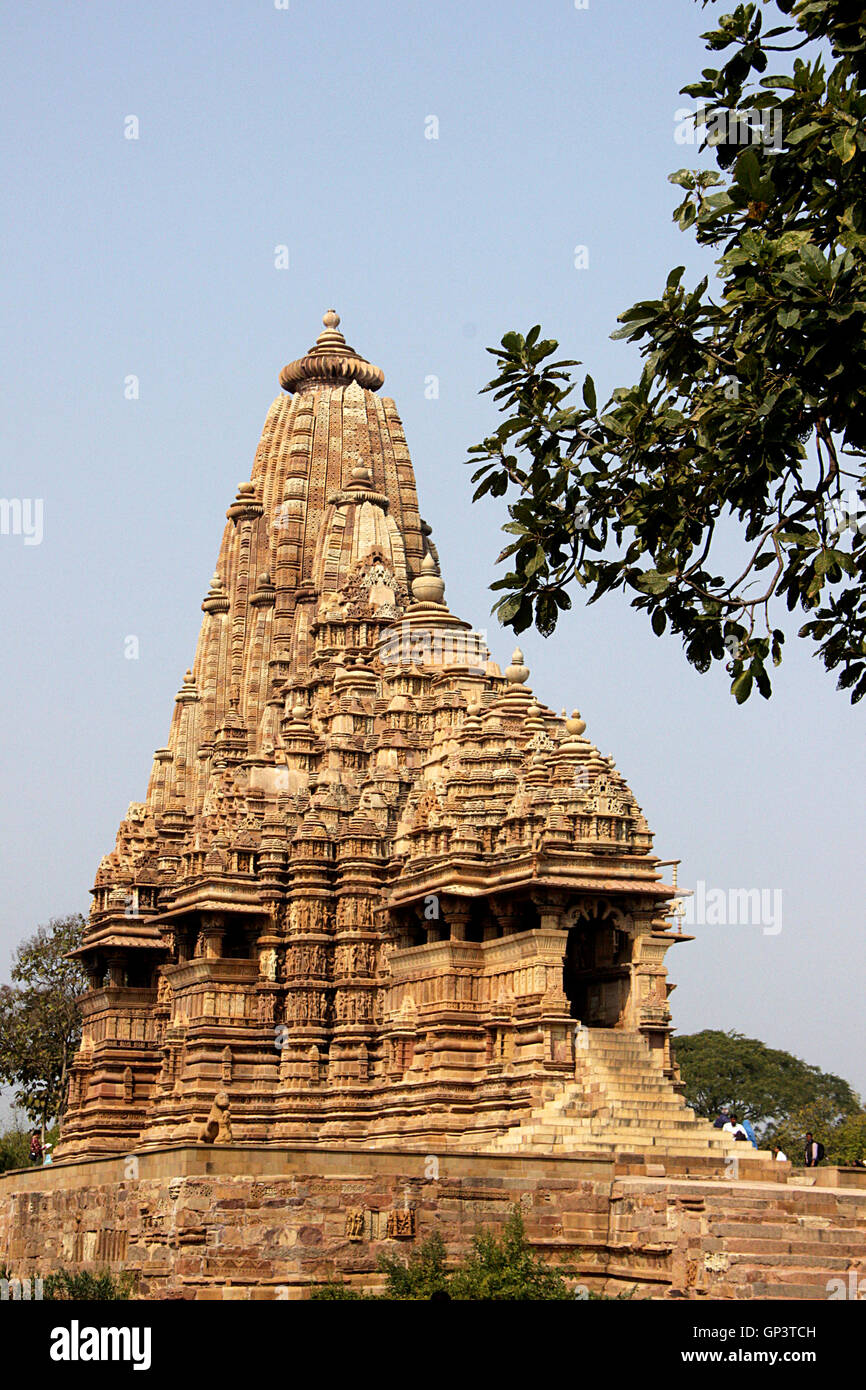 Magnifica Kandariya Mahadev tempio, sotto gruppo Occidentale di templi, Khajuraho, Madhya Pradesh, India, Asia Foto Stock