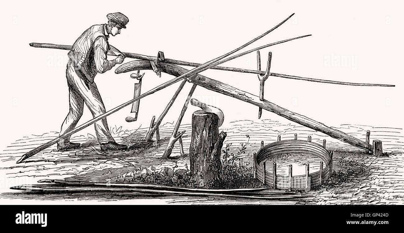 Un bottaio rendendo le doghe, secolo XIX Foto Stock