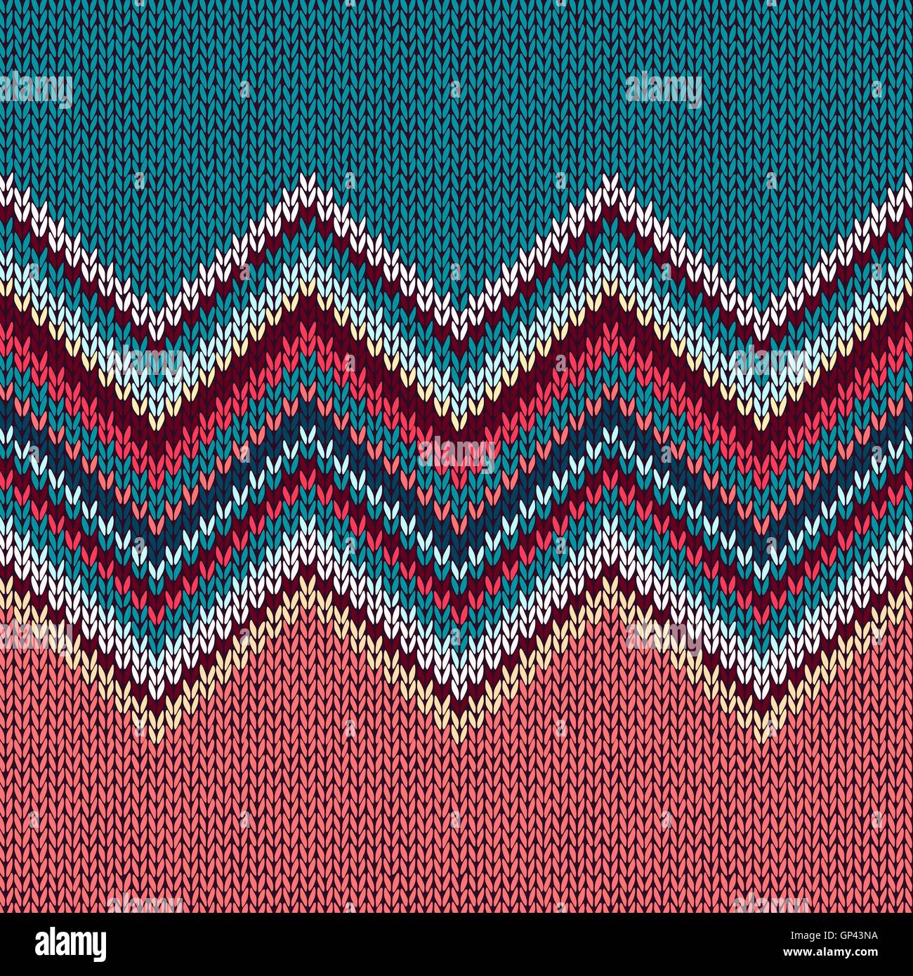 Seamless knitting pattern di Natale con ornamento d'onda Illustrazione Vettoriale