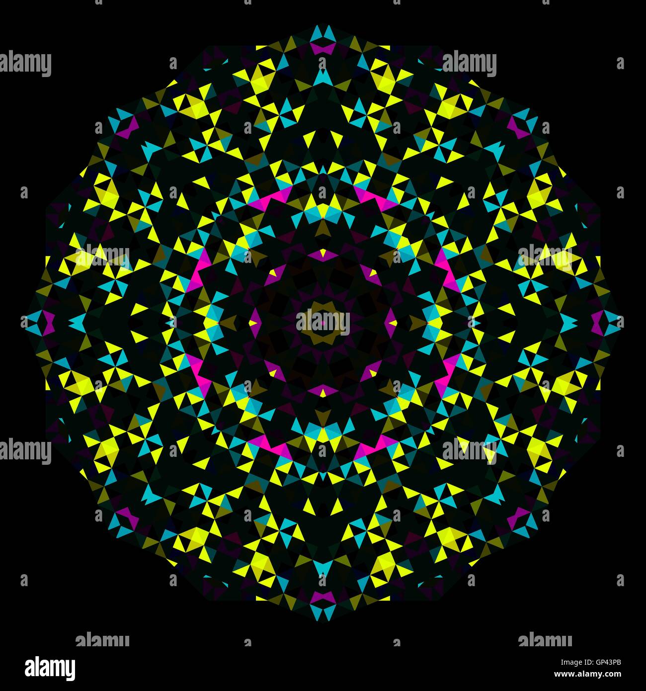Geometrica astratta luminoso modello di caleidoscopio. Round Flower ornamento Illustrazione Vettoriale