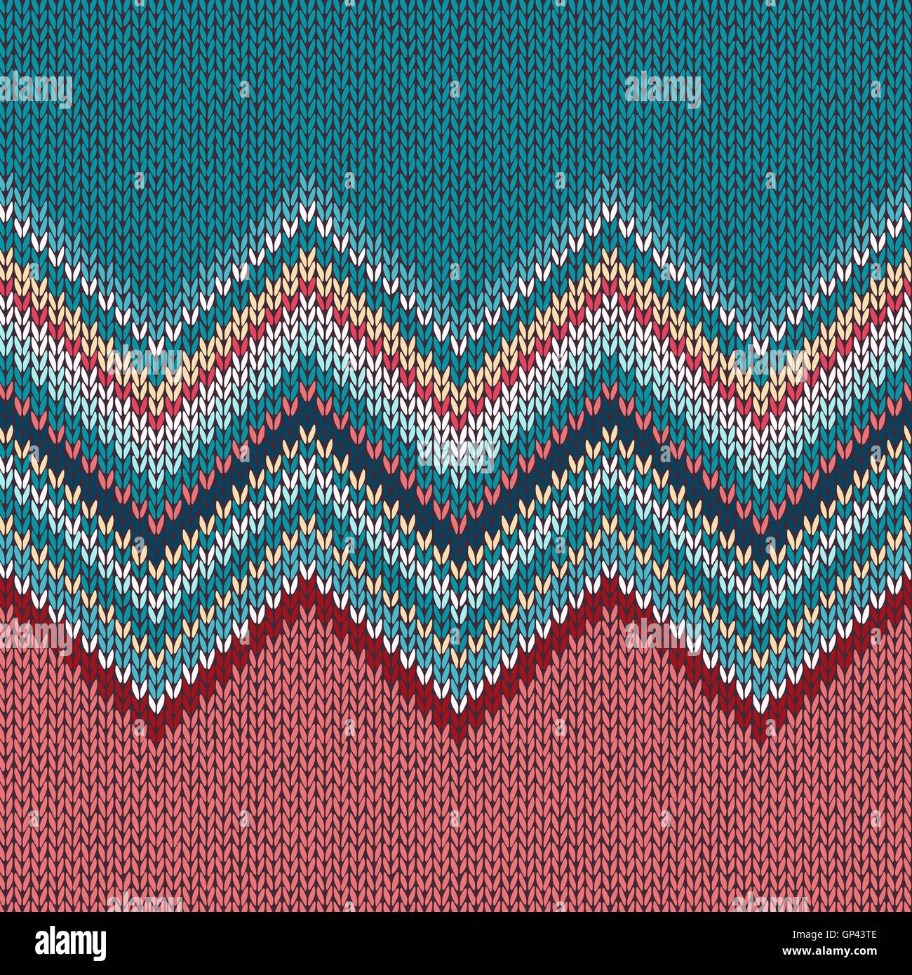 Seamless knitting pattern con ornamento d'onda Illustrazione Vettoriale