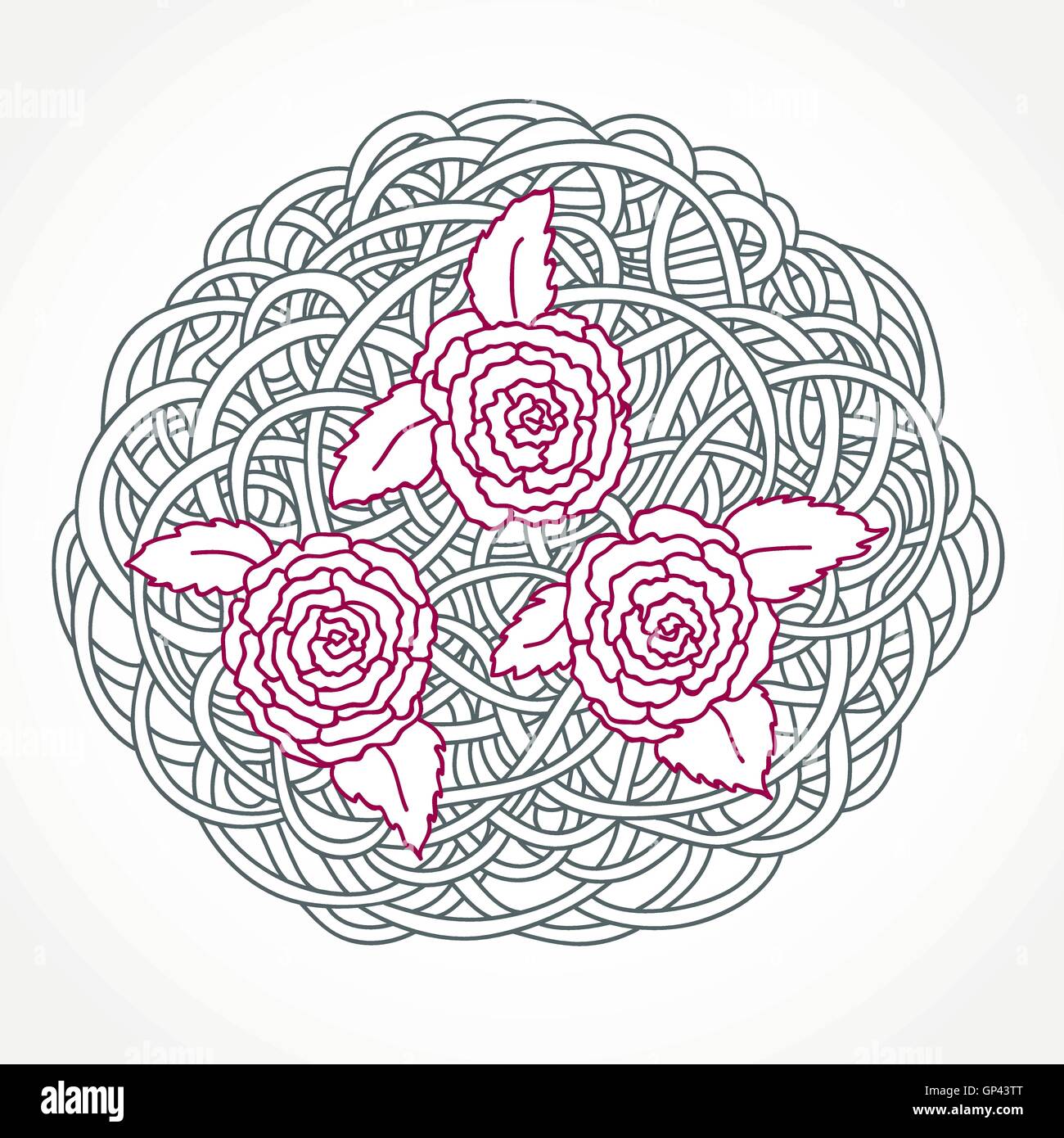 Floral Rose composizione rotonda Illustrazione Vettoriale