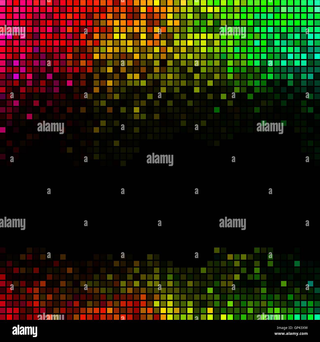 Abstract discoteca luci di sfondo. Piazza multicolore mosaico di pixel Illustrazione Vettoriale
