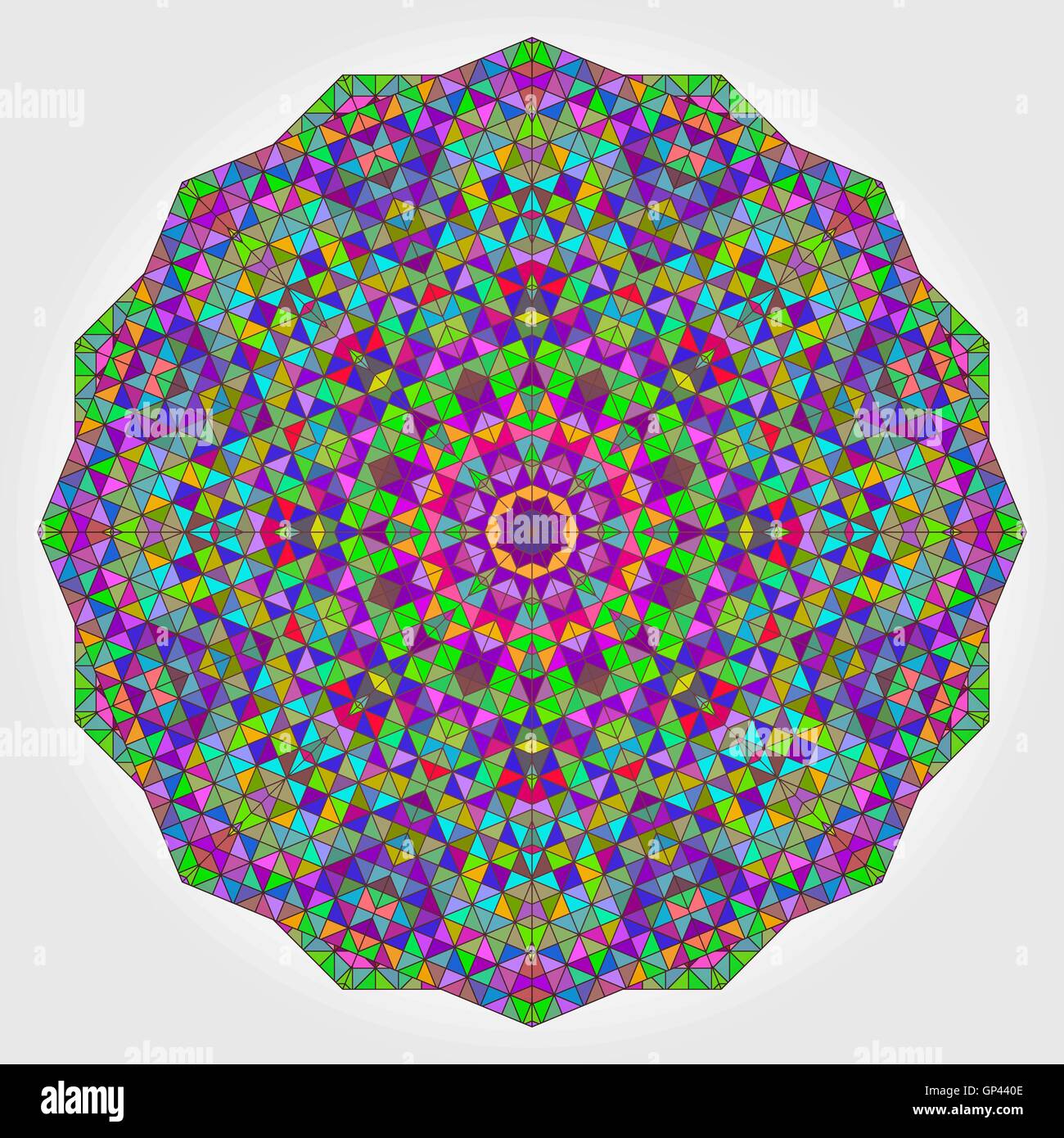 Cerchio colorato caleidoscopio sullo sfondo. Mosaico fiore astratto di Illustrazione Vettoriale