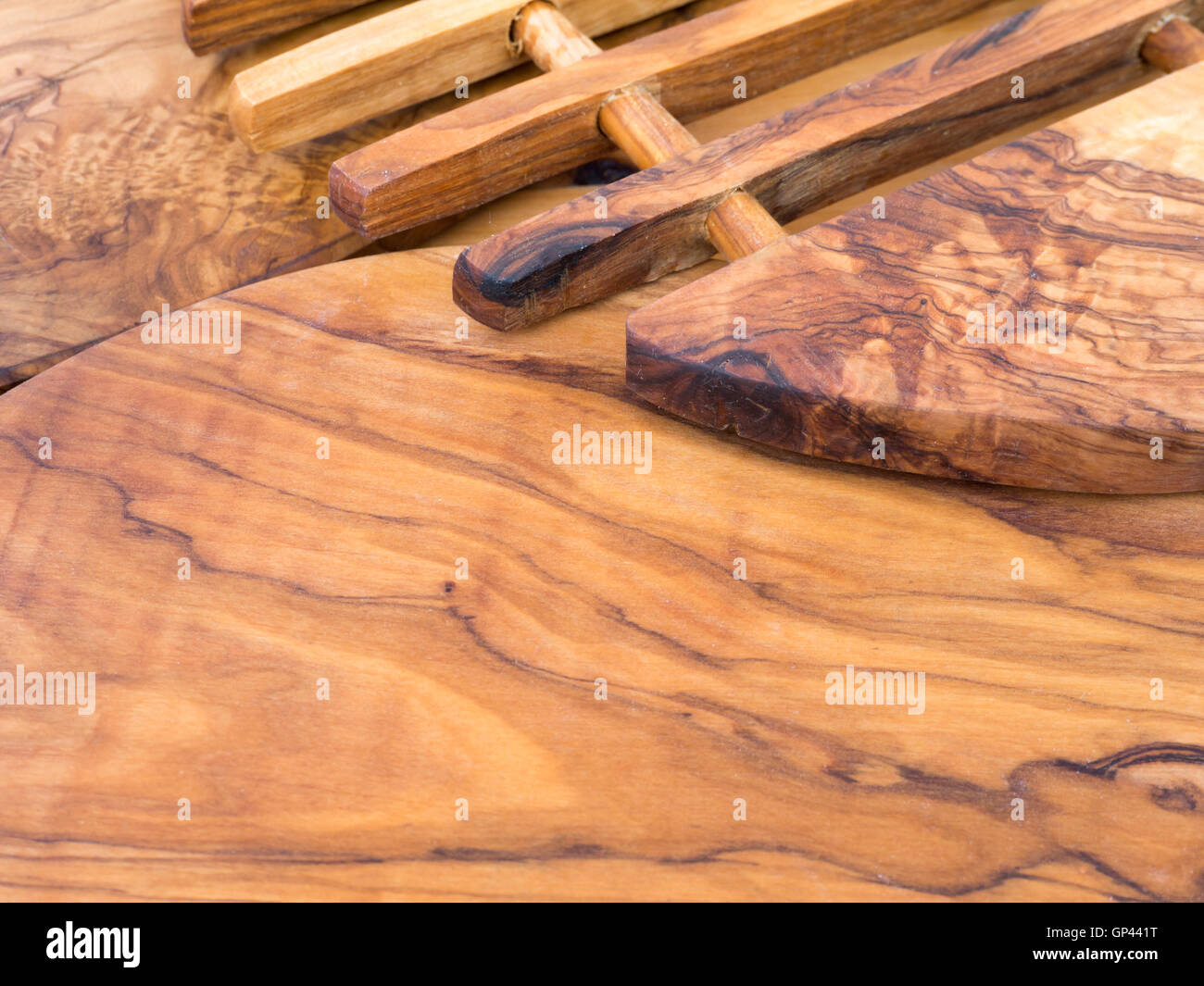 Olive tree testurizzato in legno taglieri sfondo Foto Stock