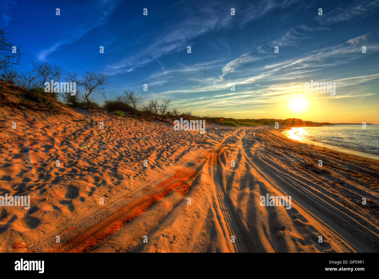 Tramonto a Spiaggia di Montauk New York Foto Stock