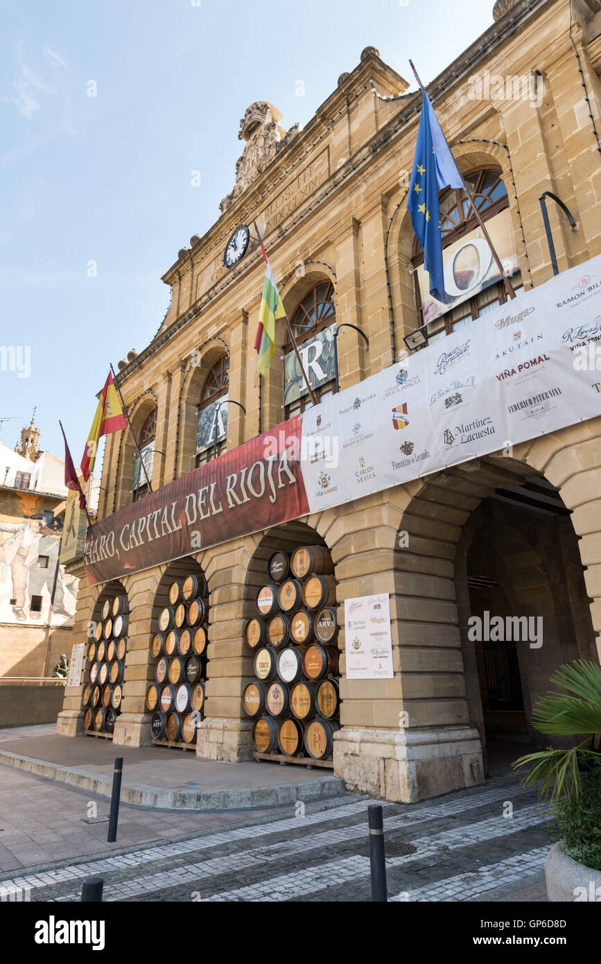HARO, La Rioja, Spagna - 31 August, 2016: Town Hal ofl Haro. Haro è una città e comune nel nord-ovest di La Rioja provinc Foto Stock