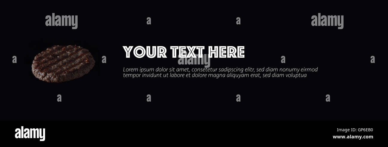 Isolato bistecca alla griglia burger banner con spazio di copia Foto Stock