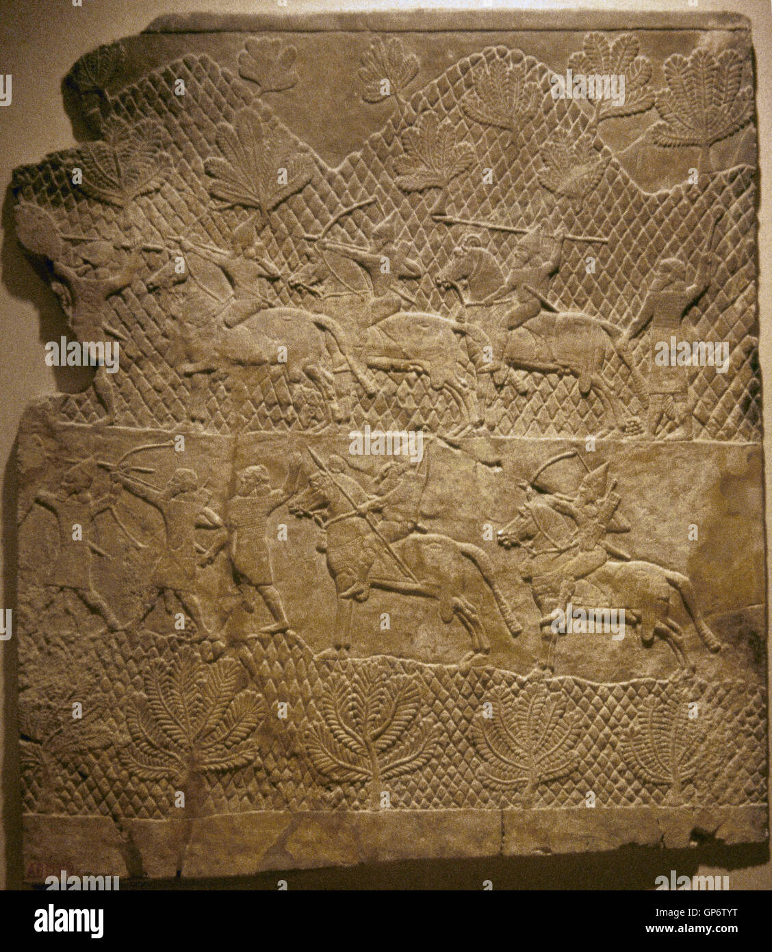 Mesopotamia. Campagna di Re Ashurbanipal. Guerrieri. Sollievo. Palazzo di Ninive. Vii secolo A.C. Gli Assiri. Foto Stock