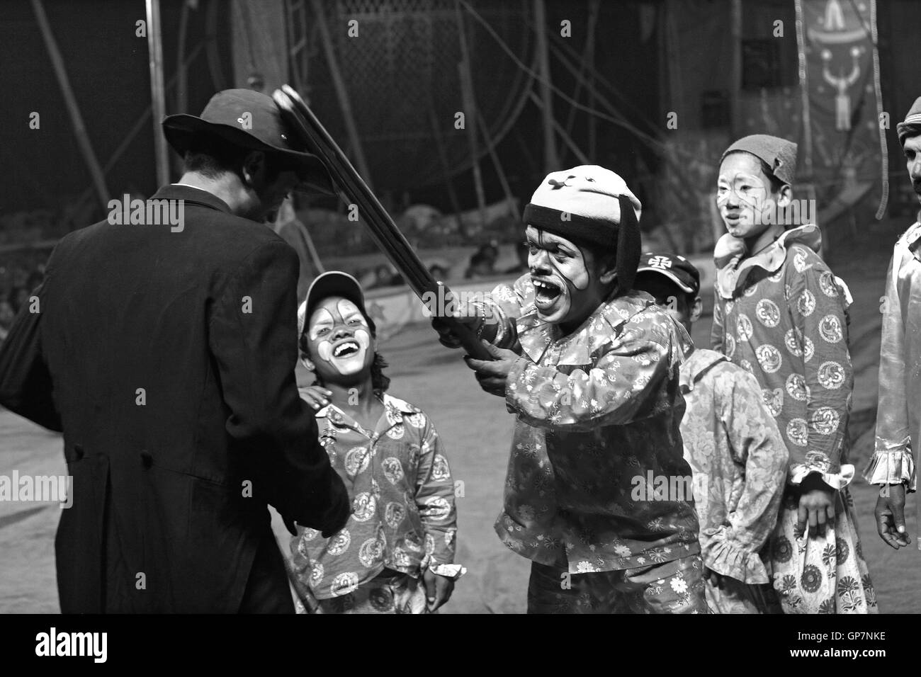 Midget nel circus, India, Asia Foto Stock