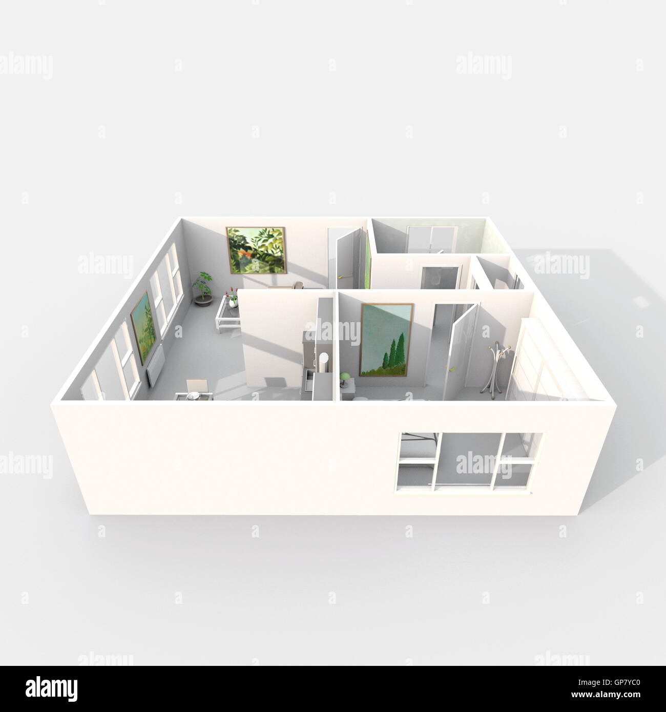 3D Interni rendering di appartamento ammobiliato Foto Stock