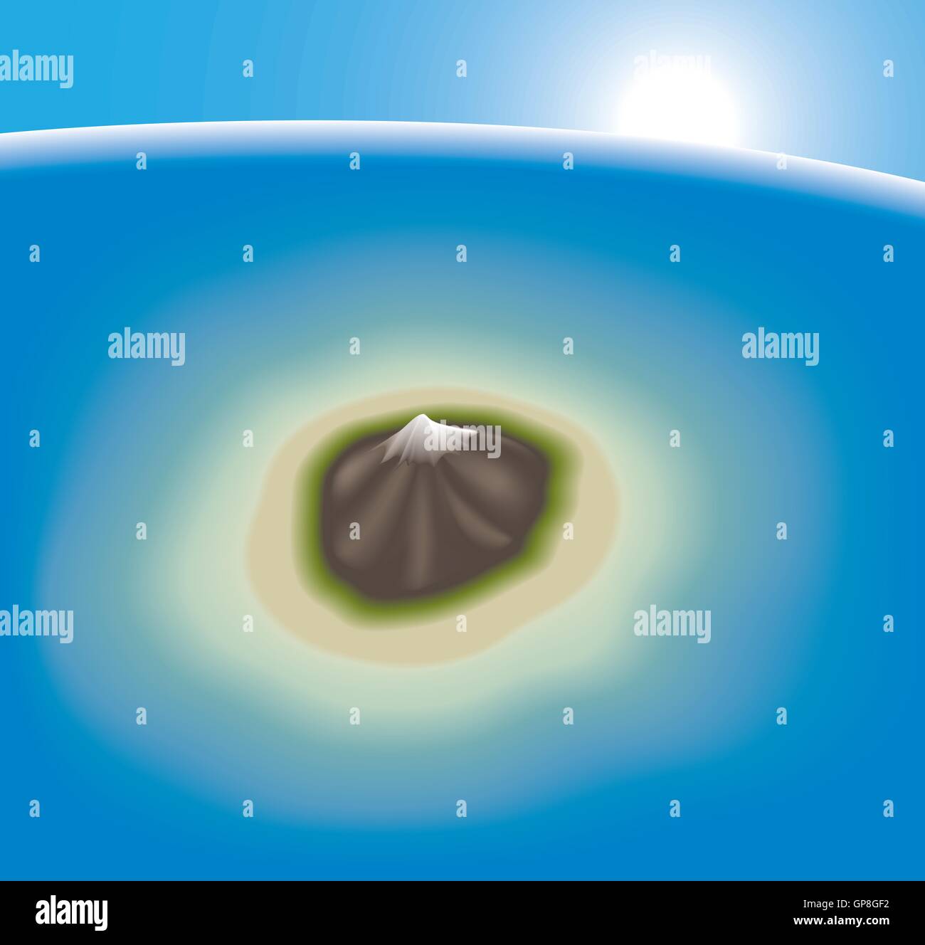 Isola deserta nel mezzo dell'oceano Illustrazione Vettoriale