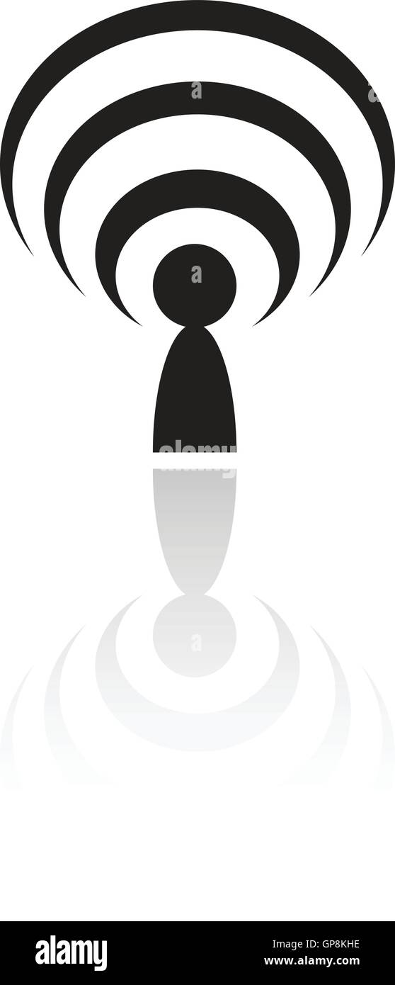 Podcast nero isolato su bianco Illustrazione Vettoriale