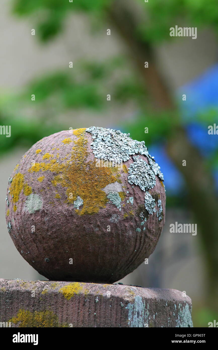 Pietra sferica sfera di muschio. Foto Stock
