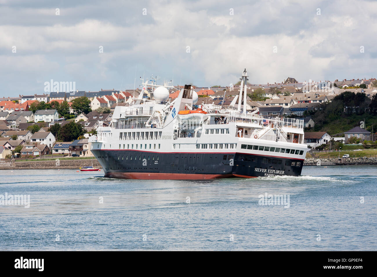 Silversea Cruises Silver Explorer Expedition nave visite Pembroke Dock in Galles. Foto Stock