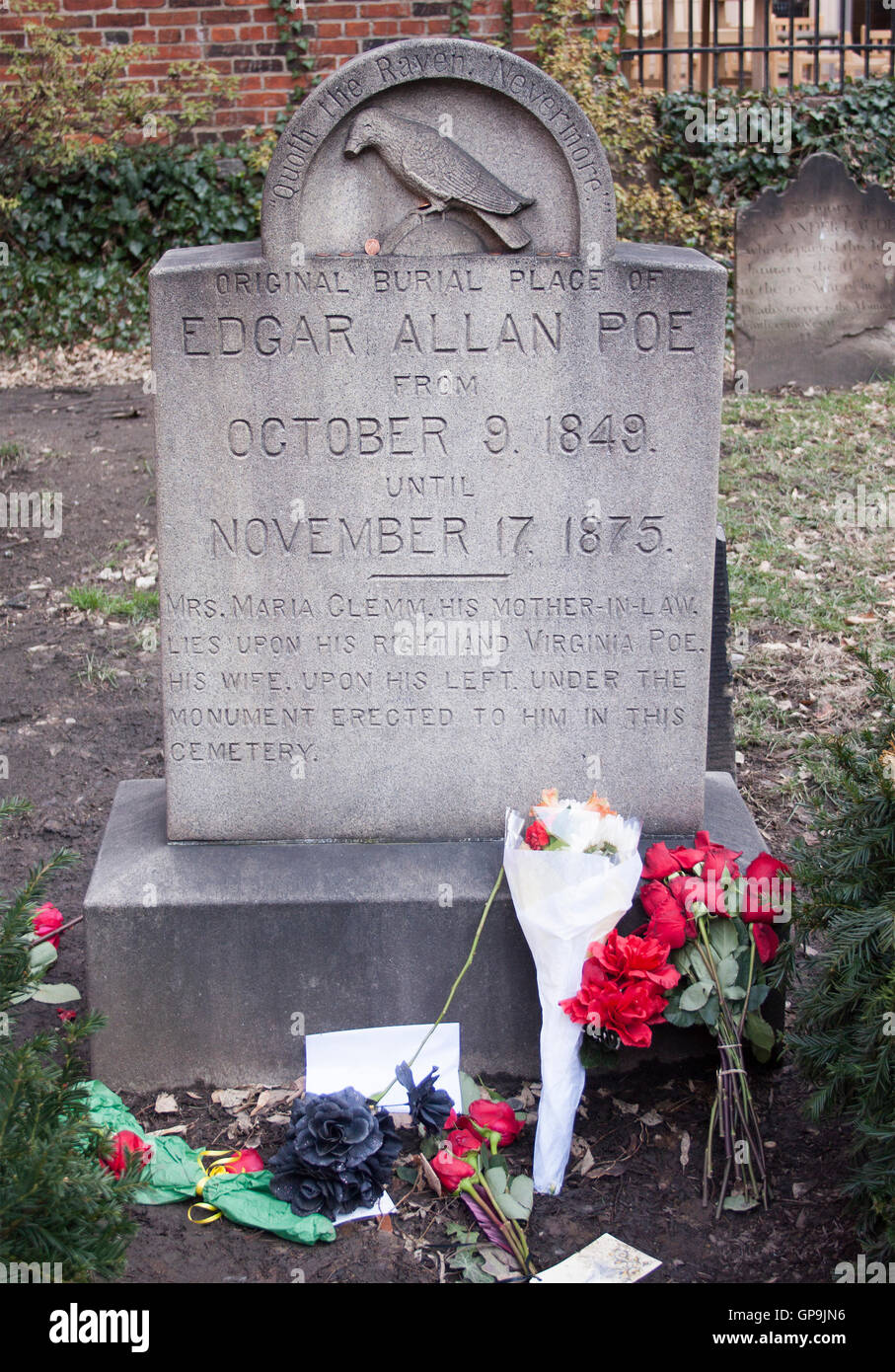 Edgar Allan Poe grave in Baltimore Maryland Foto Stock