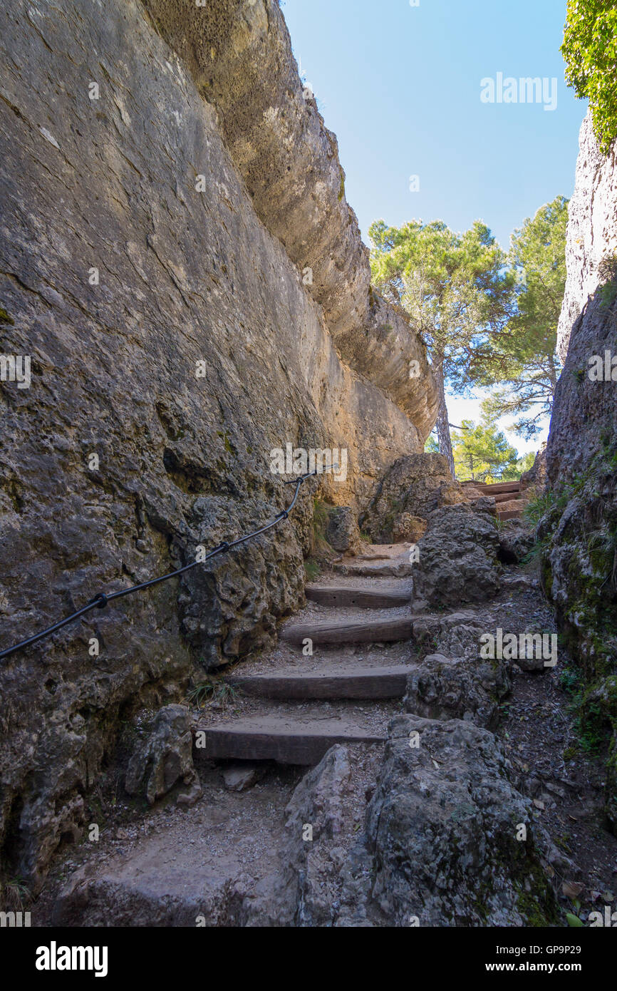 Rocce con capricciose forme in La Città Incantata di Cuenca, Spagna Foto Stock
