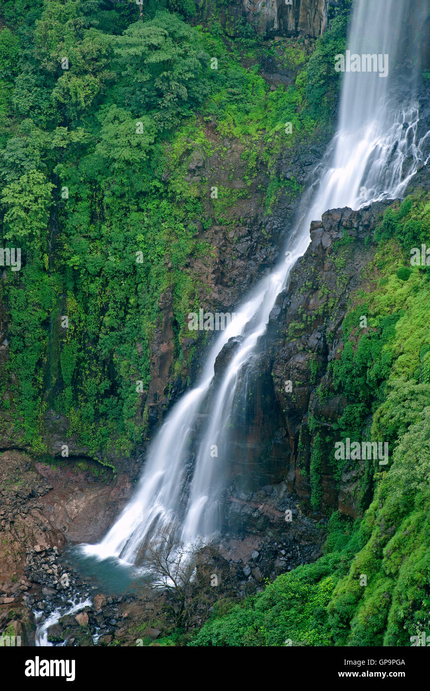 L'immagine della cascata Thoseghar in Satara, Maharashtra, i Ghati Occidentali, monsone, India Foto Stock