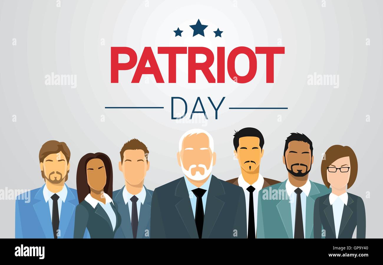 Un gruppo di persone di affari nazionali del Team USA Patriot giorno Banner Illustrazione Vettoriale