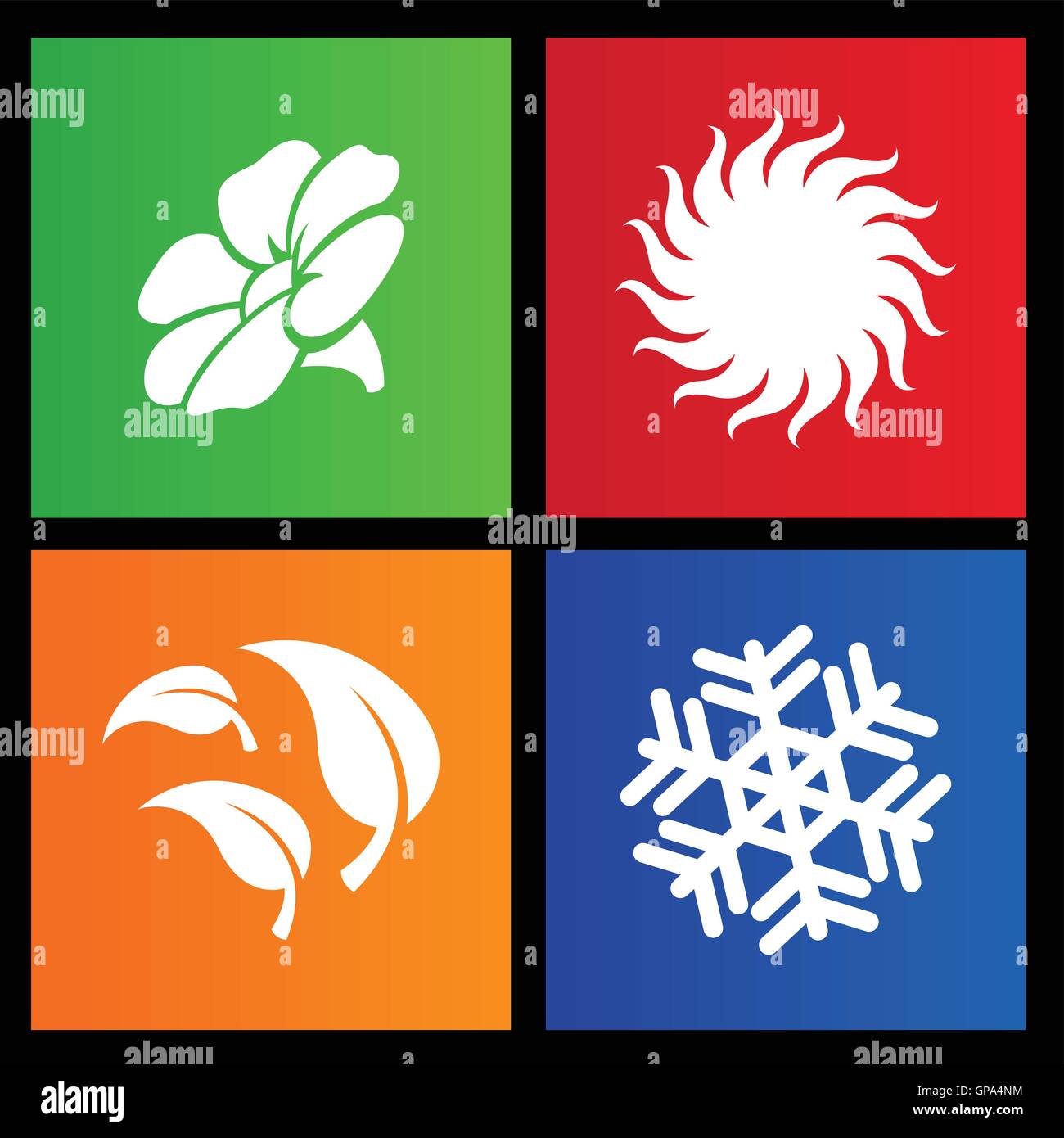 Illustrazione vettoriale di metro style four seasons icone Illustrazione Vettoriale