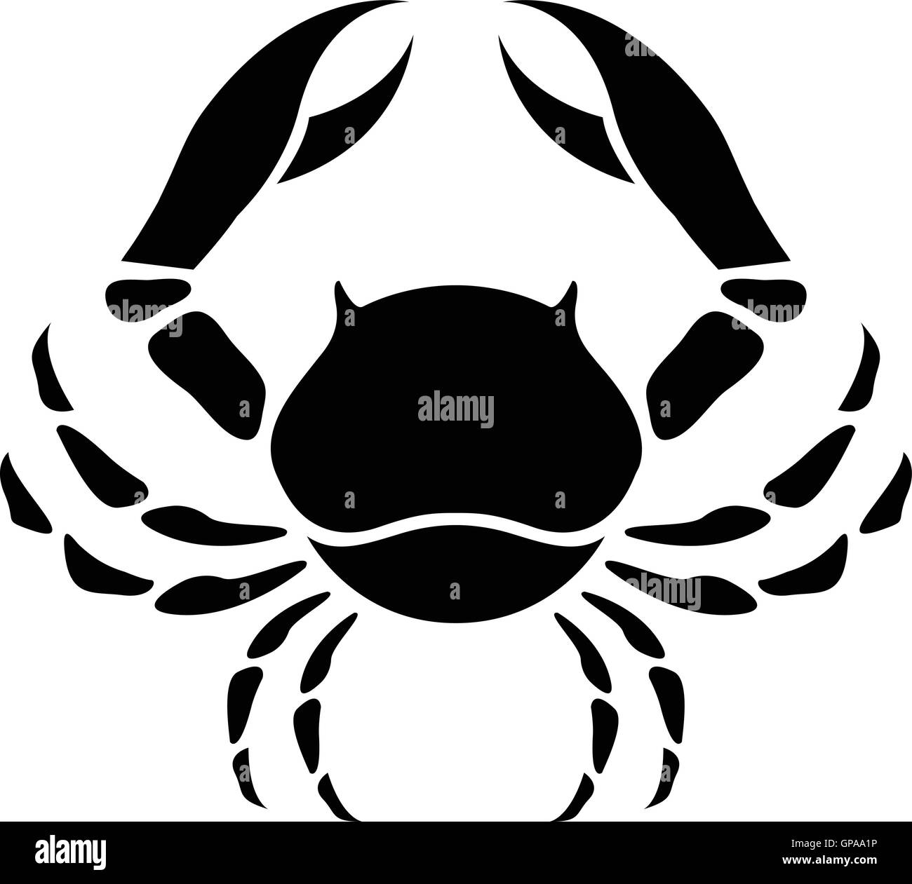 Illustrazione del cancro nero Zodiaco Star Sign isolato su uno sfondo bianco Illustrazione Vettoriale