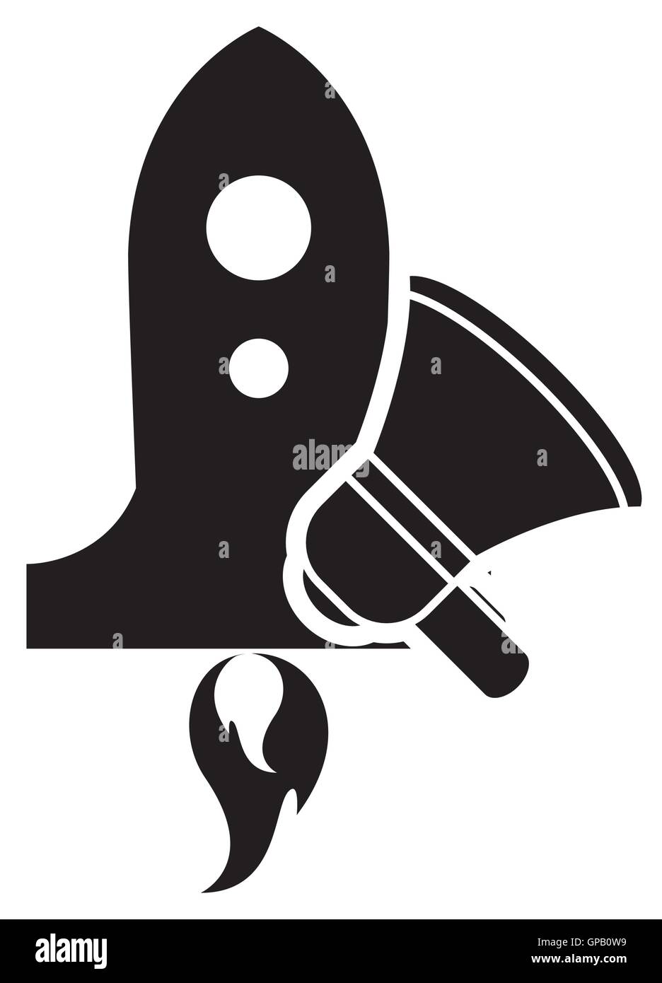 Rucola e icona megafono Illustrazione Vettoriale
