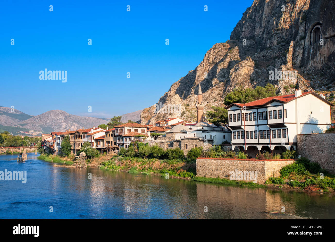 Ben conservato centro Architettura Ottomanna e Ponto kings tombe di Amasya, Anatolia centrale, Turchia Foto Stock