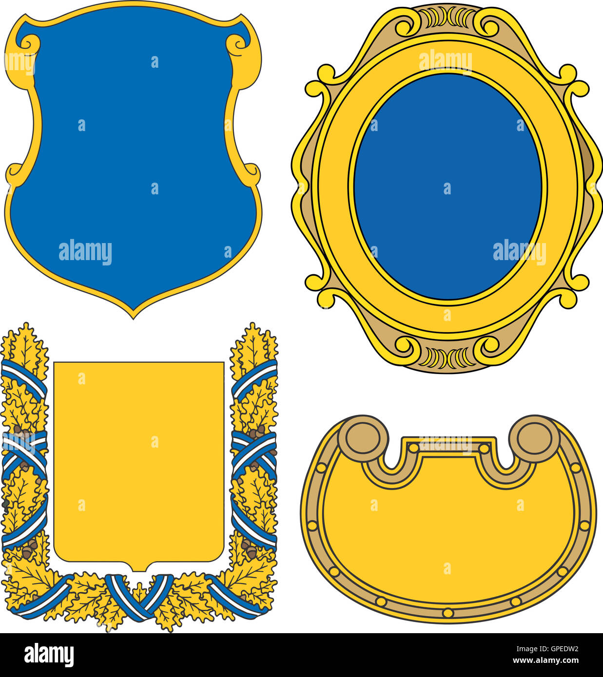 Set di scudi araldici e cartouches. Vettore Collezione. Foto Stock