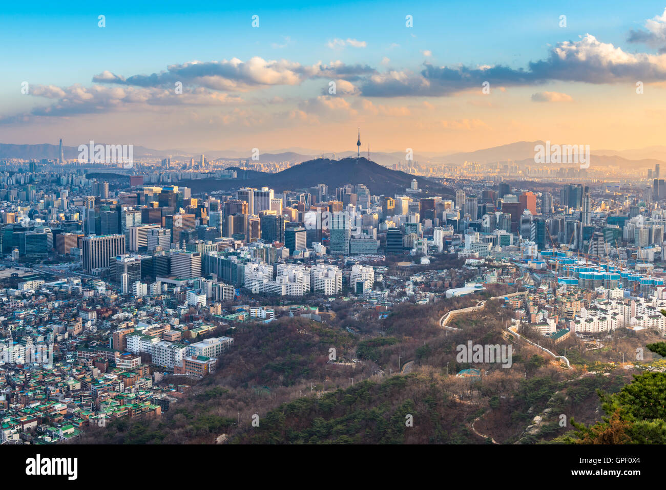 Seoul Città Skyline, Corea del Sud. Foto Stock