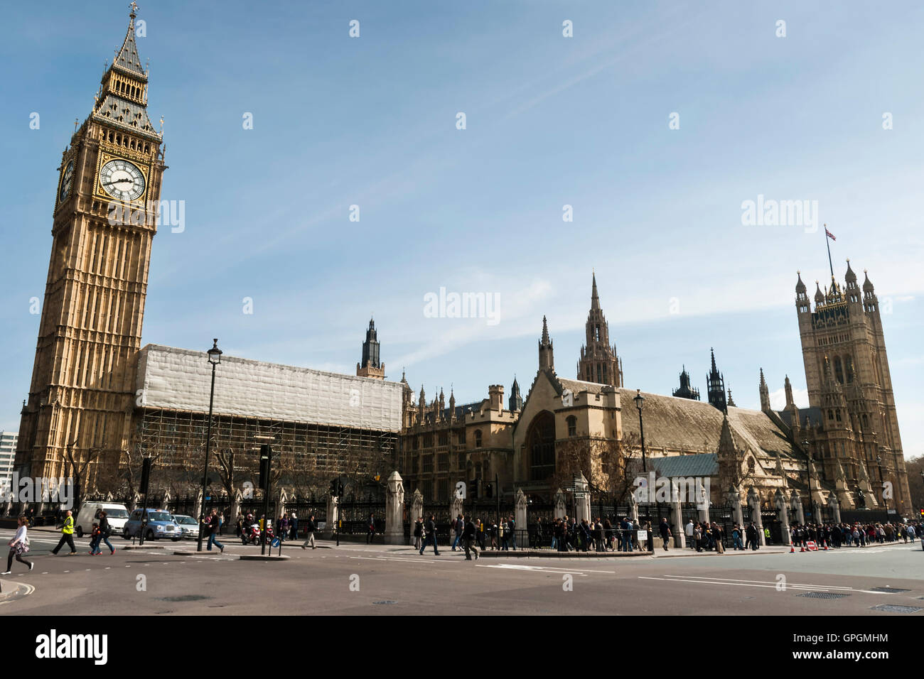 Il Big Ben e la Casa del Parlamento, il Sito Patrimonio Mondiale dell'UNESCO, Westminster, London, England, Regno Unito, Europa Foto Stock