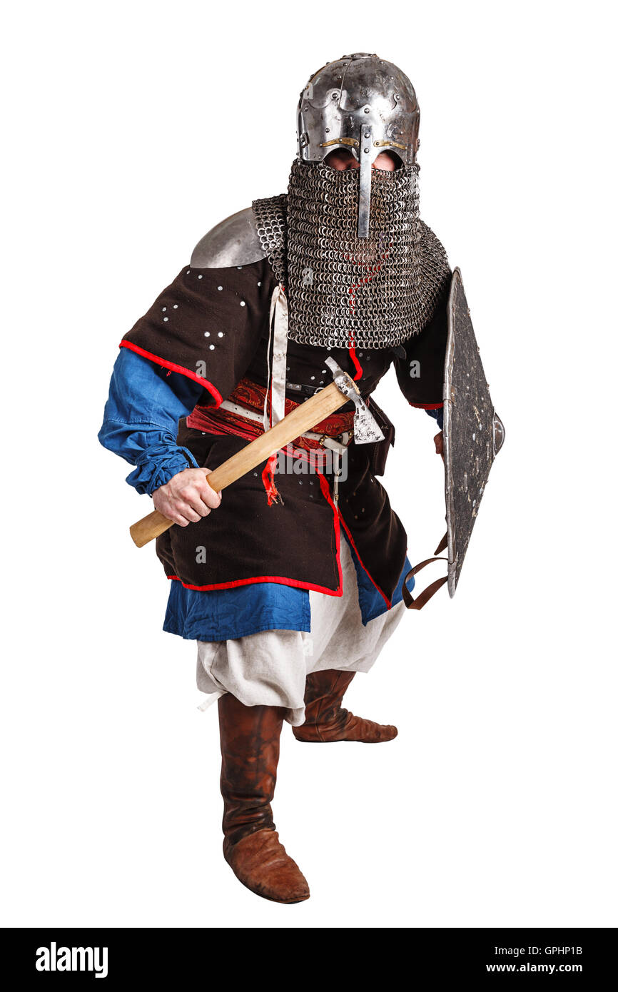 Il guerriero mongolo in armatura Foto Stock