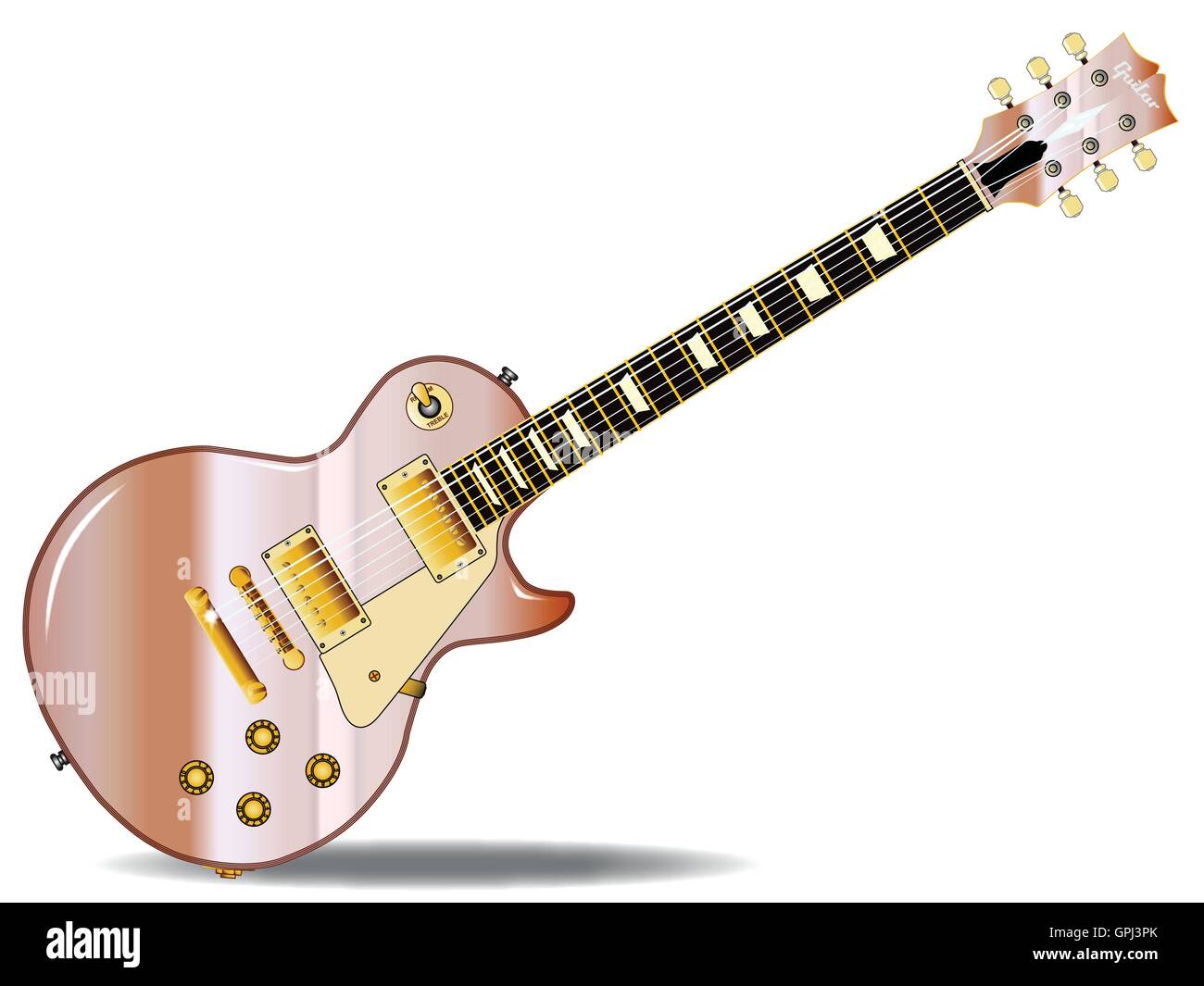 La definitiva rock and roll chitarra in metallo isolato rosa su sfondo bianco. Illustrazione Vettoriale