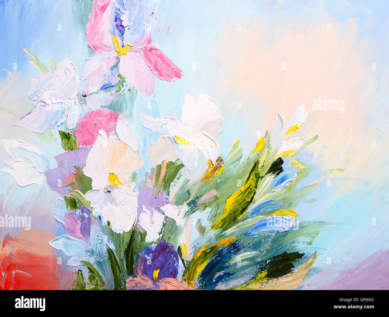 Dipinto ad olio di fiori, opere d'arte astratte Foto Stock
