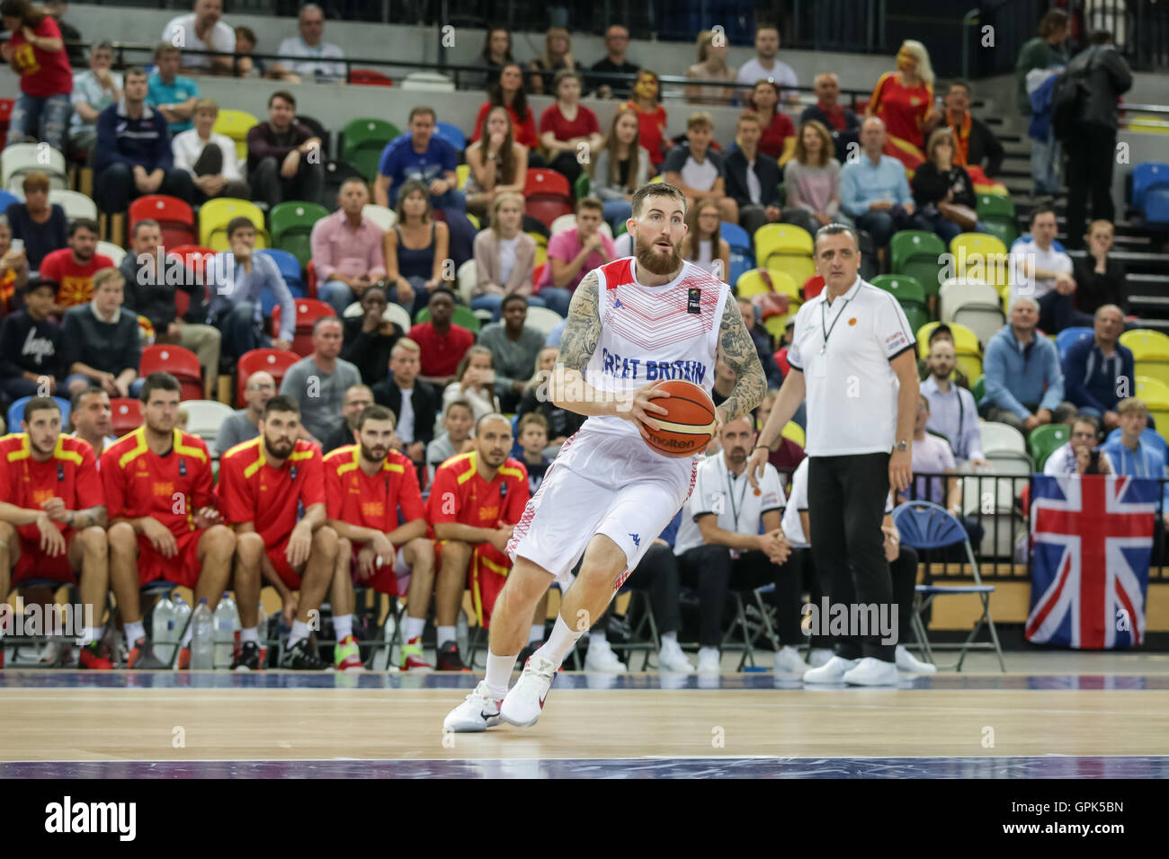 Londra, Regno Unito. 3rd. Settembre, 2016. Team GB di Gareth Murray con la palla. Team GB riprodurre Macedonia presso Olympic Park, London, Regno Unito. copyright Carol moiré/Alamy Live News. Foto Stock