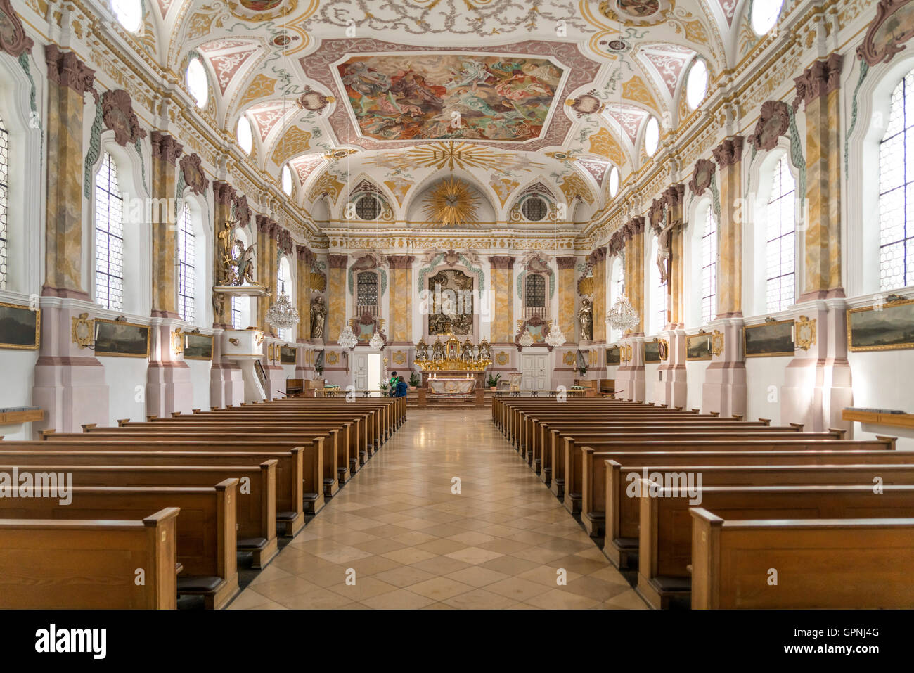 Interno della Bürgersaal Citizen chiesa Hall di Monaco di Baviera, Germania Foto Stock