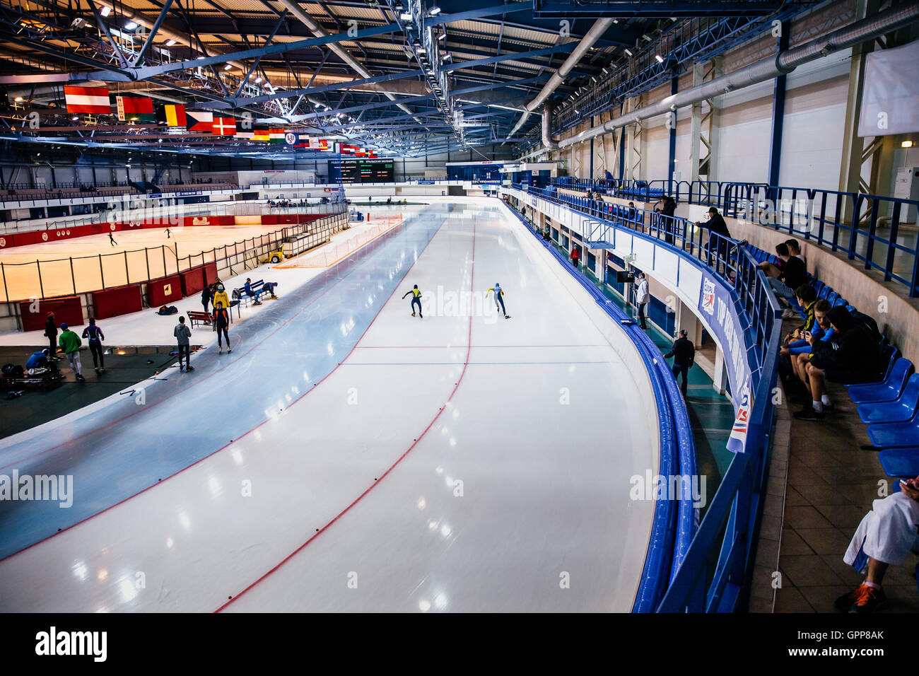 Piano generale di ice arena durante il Summer Cup di pattinaggio di velocità Foto Stock