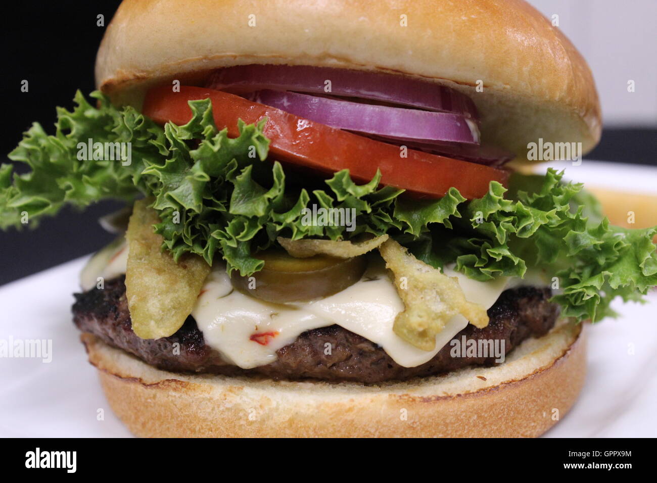 Jalapeno cheeseburger Foto Stock