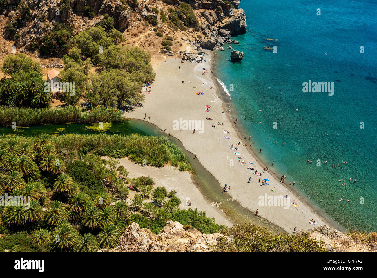 Creta, Grecia: Palm Bay Foto Stock