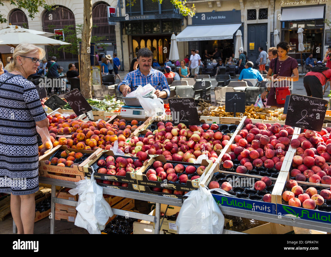 Place Carnot mercato, Carcassonne Foto Stock