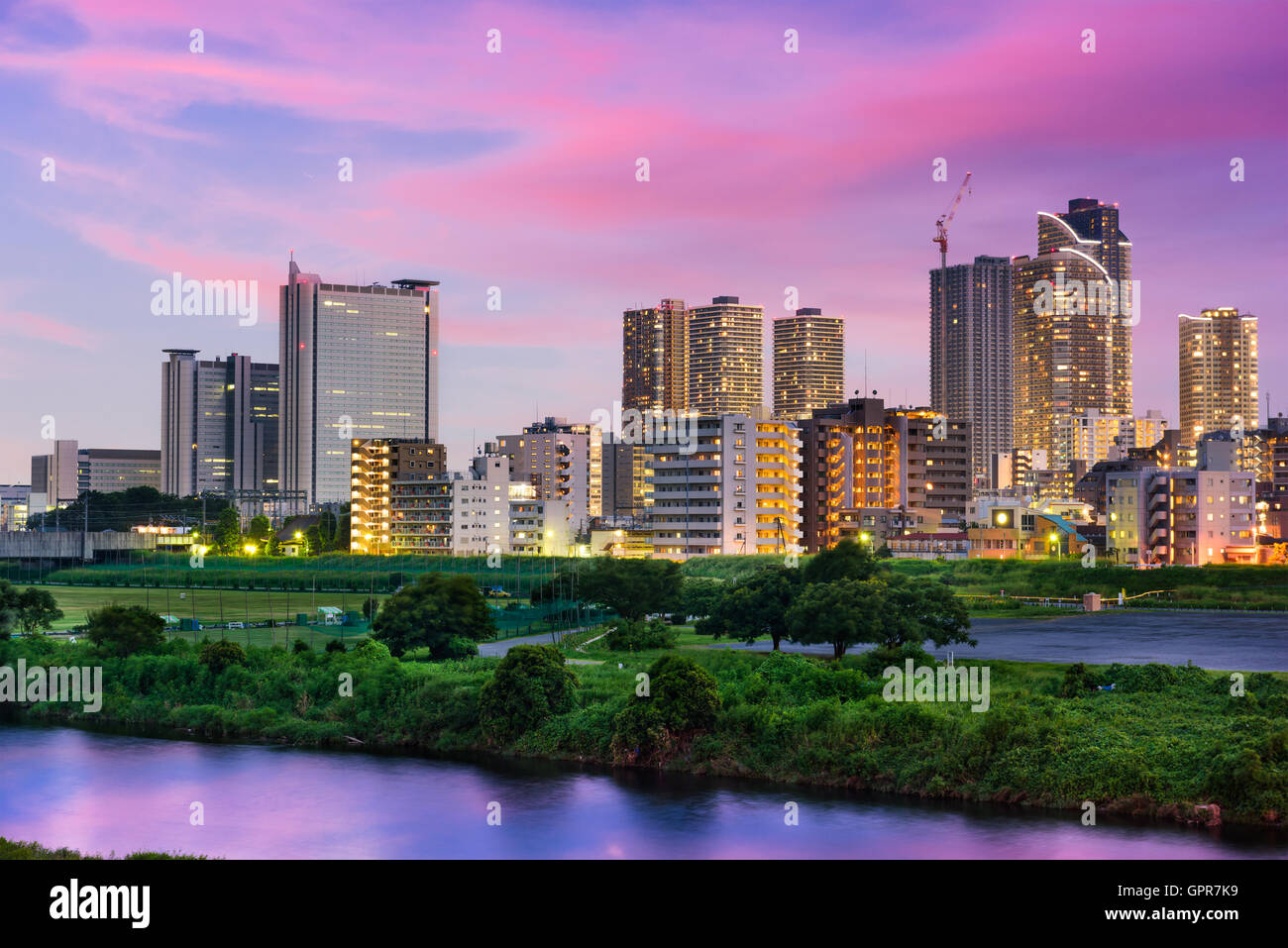 Kawasaki, Giappone downtown skyline della citta'. Foto Stock