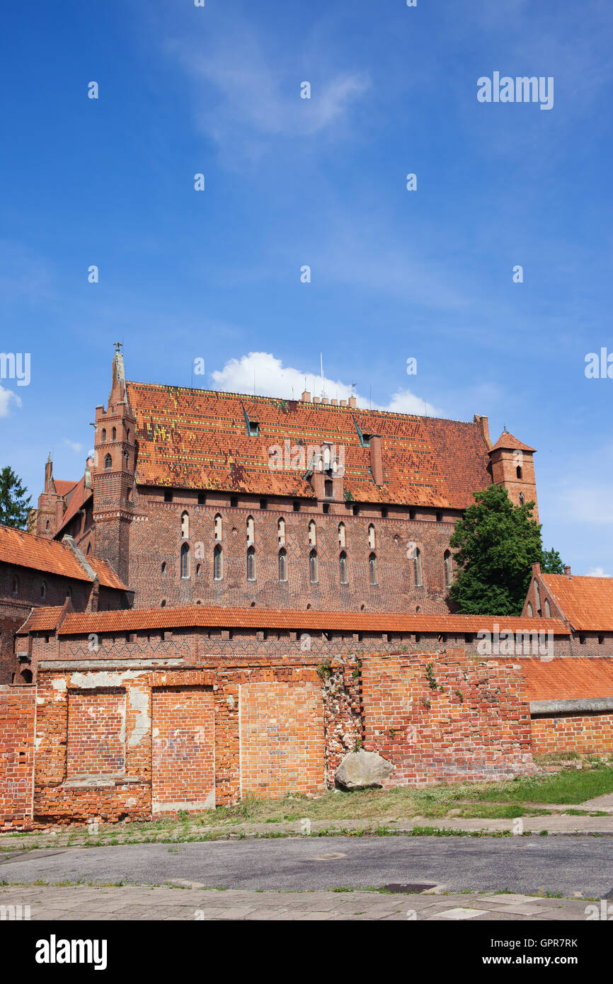Il castello di alta del castello di Malbork in Polonia, fortezza medioevale costruito dall'Ordine dei Cavalieri Teutonici Foto Stock